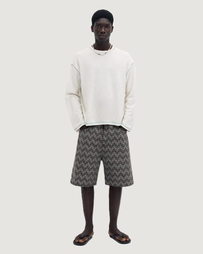 Checked Denim Bermuda Shorts