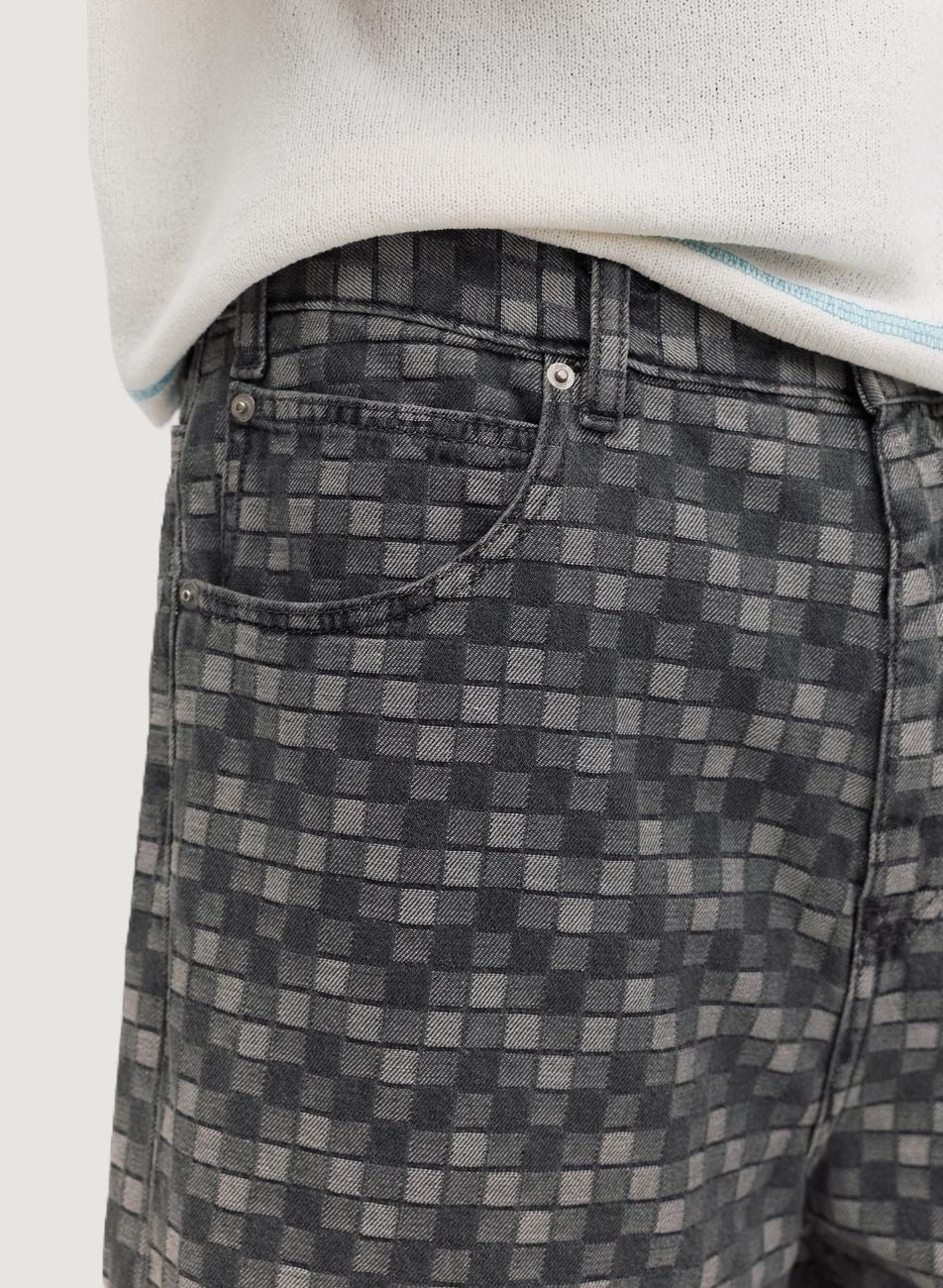 Checked Denim Bermuda Shorts