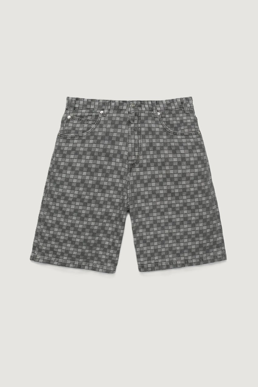 Checked Denim Bermuda Shorts