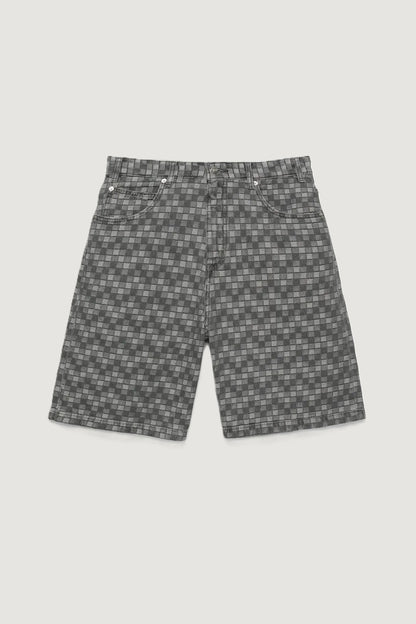 Checked Denim Bermuda Shorts