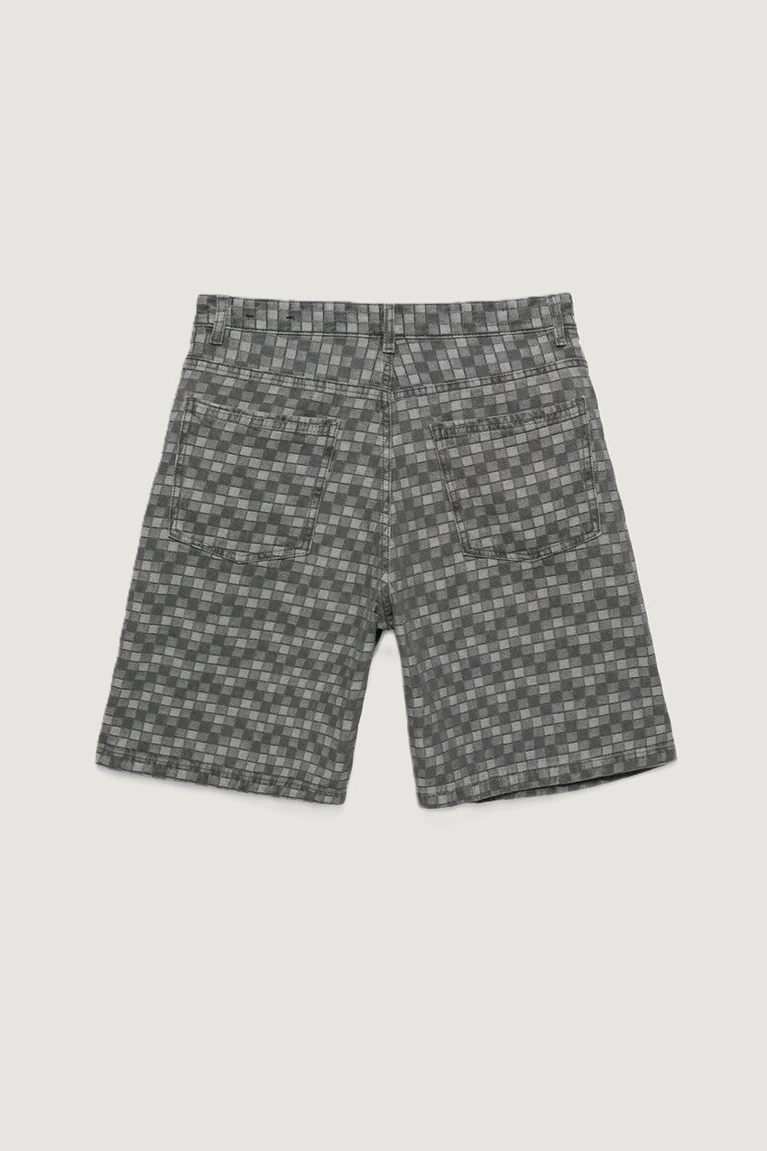 Checked Denim Bermuda Shorts