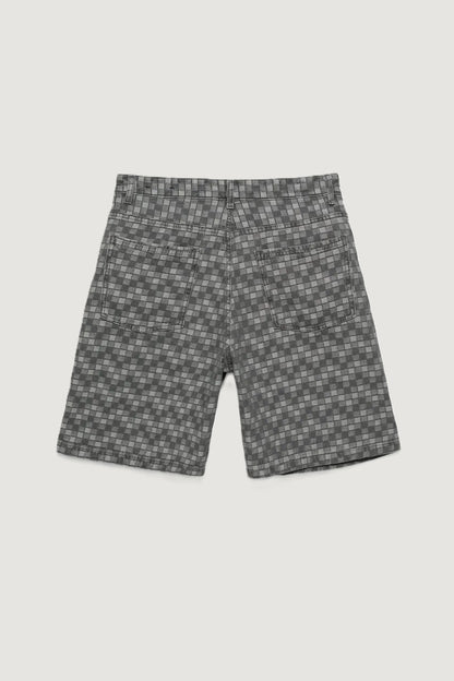 Checked Denim Bermuda Shorts