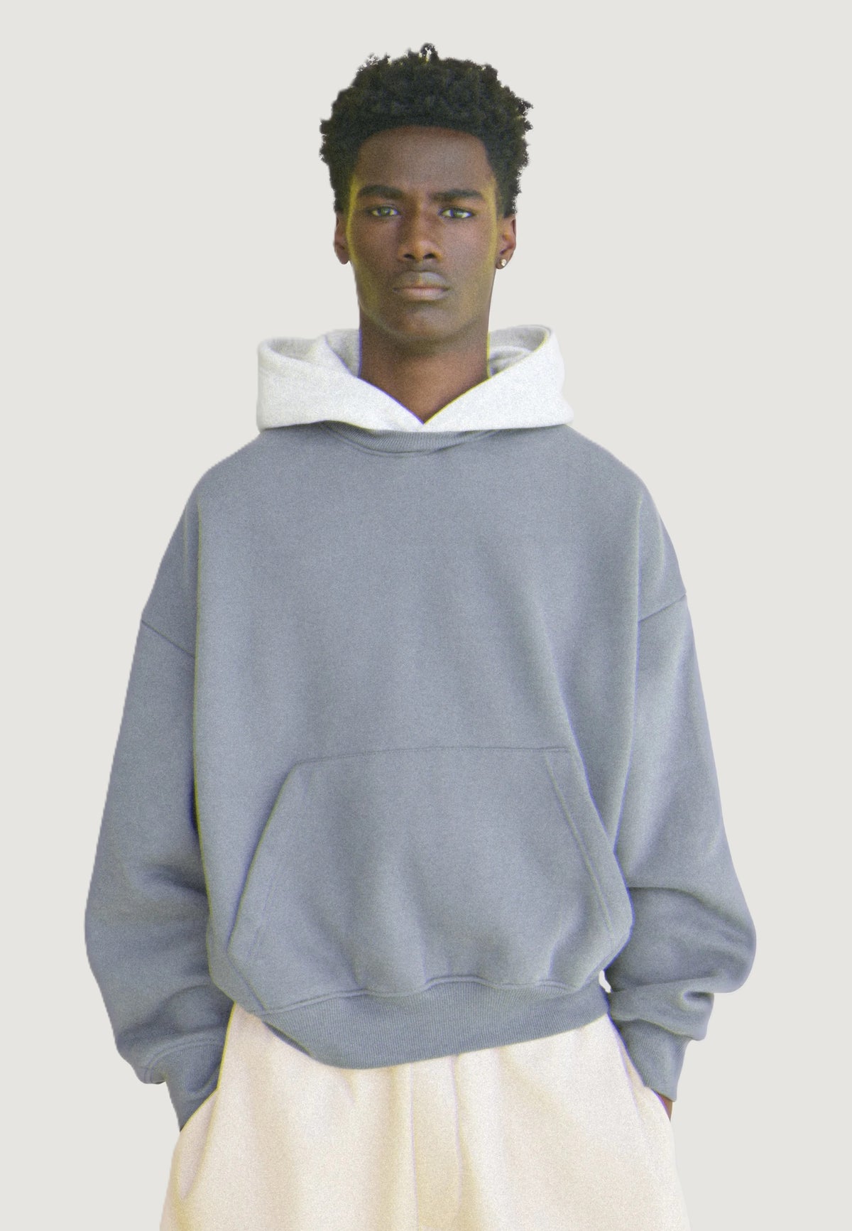 Print & Contrast Hoodie